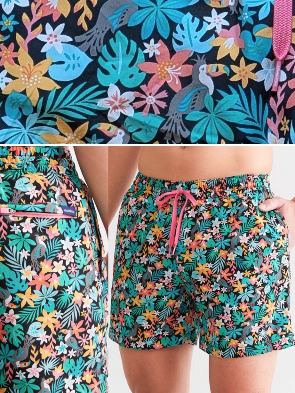 Chubbies The Bloomerangs Swim Trunks Large Black Floral